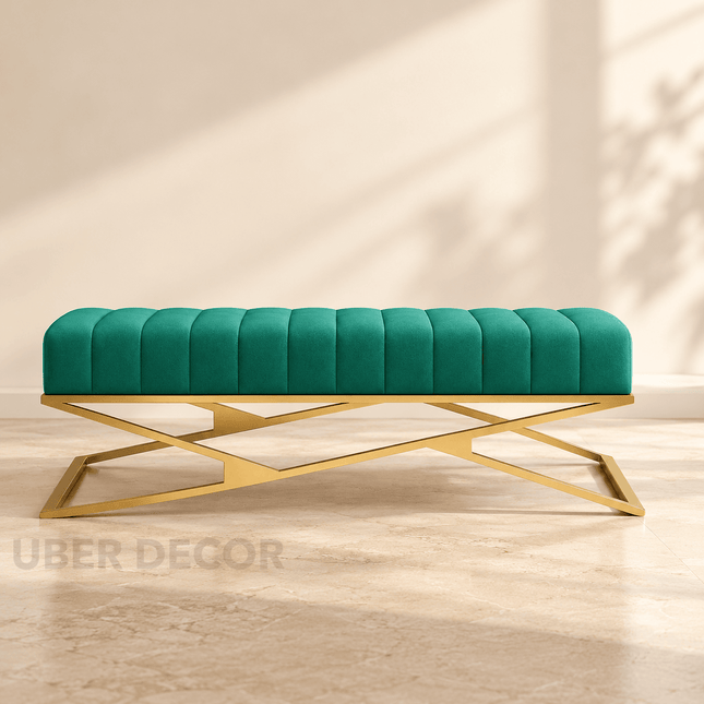 LuxIron Nordic Stool Light Luxury European bench with Soft Cushion for Living Room