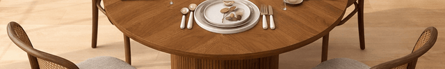 Marenton Round Dining Table Scandinavian Japandi Mid Century Modern Design Fluted Pedestal Base Wooden Dining Table for Dining Room