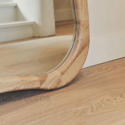 Rowena Wavy Teak Wood Mirror – Sculptural Organic Full-Length Floor Mirror