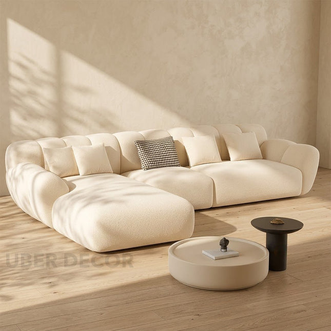 Arusha 4 Seater Japandi Modern Luxury Curved Sofa with Chaise Bubble Cloud Sectional Sofa Couch for Living Room & Lounge Area