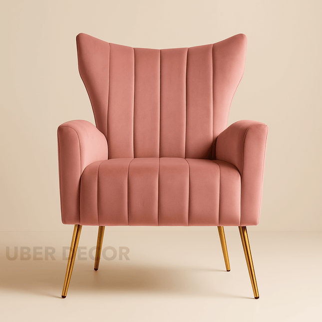Miyana Modern Velvet Accent Chair for Living Room, Bedroom or Office with Stylish Metal Legs