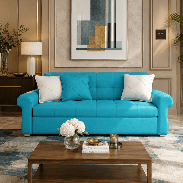 Mersin tufted sofa bed – close-up of upholstery tufting and seat cushion detail