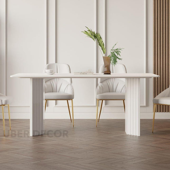 Welkin Home Rectangular Marble Top Dining Table Modern Mid-Century European Luxury Table for Dining Room Kitchen Dining Area & Formal Dining Hall