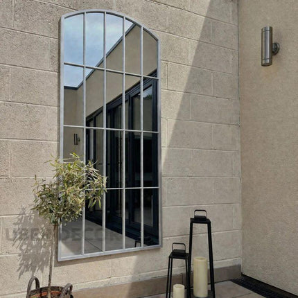 ReflectBow- Soft Arched Top Full Length Window Style Metal Framed Large Size Mirror for, Bedroom, Living Room or Outdoor