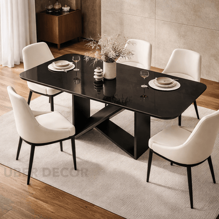 Midnight Gather Modern Dining Table with Sculptural Base Contemporary Design for Dining Room and Modern Home Interiors