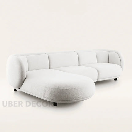 Antalya Modern L Shaped Sofa with Rounded Edges and Lounger for Living Room
