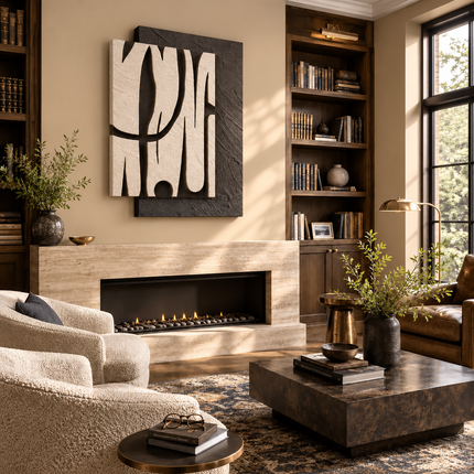 Layered Shadow Lines Japandi Wall Art – Geometric Relief for Lounge