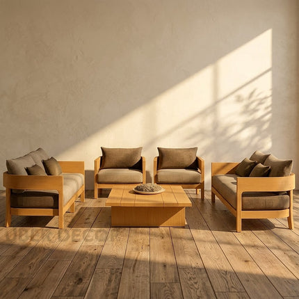 Leon Solid Teak Outdoor Sofa Set Premium Modern Wooden Lounge Furniture for Patio, Terrace & Poolside