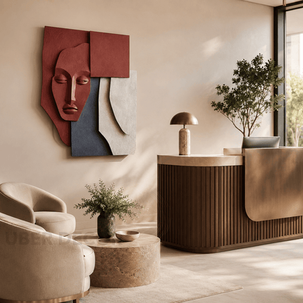 Tribal Muse Boho 3D Face Wall Art – Abstract Sculpture for Living Room