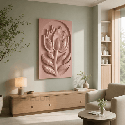 Lotus Bloom Serenity Wall Art – Indian Floral Sculpture for Bedroom