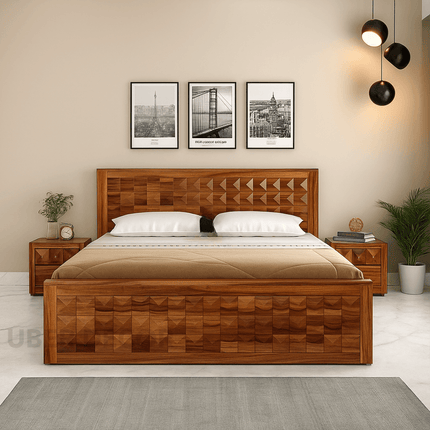 RosewoodGrid Traditional Contemporary Panel Customisable Bed for Master Bedroom