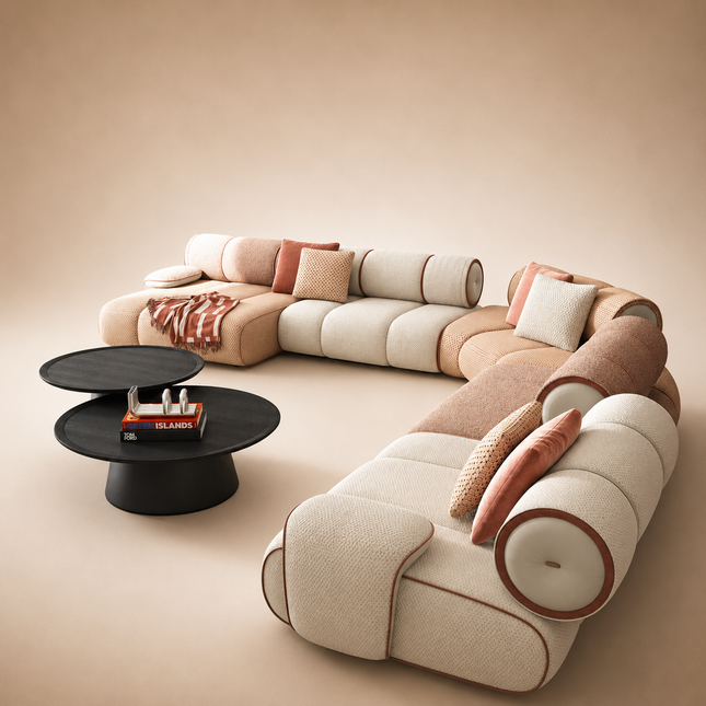 Alicante Luxury Modern Modular Sofa with Rounded Cushion Design Customisable Designer Couch for Premium Lounge Spaces