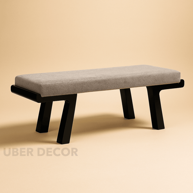 Gujarat Bloom Solid Wood Upholstered Dining and Living Bench Modern Indian Minimal Furniture