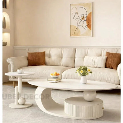 Lena Glide Nordic Coffee Table Versatile Rolling Design for Living Room and Bedroom