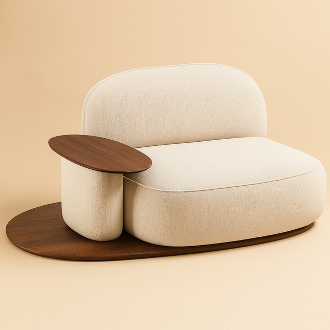 Orbitra Lounge Chair Minimalist Modern Accent with Sculptural Platform Base and Functional Surface Statement Seating for Living Room and Bedroom Interiors