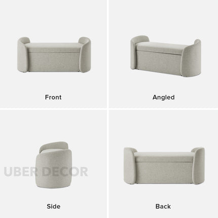 Sophie Curved 2-in-1 Storage Bench with Flip Top Seat Minimalist End-of-Bed Organizer for Bedroom & Entryway Spaces
