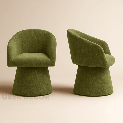 Lumi Modern Barrel Chair Set of 2 with Curved Silhouette and Sculptural Base Ideal for Living Room Lounge or Dining Spaces - Uber Decor