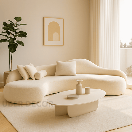 Nice Curved Sofa Japandi Wabi-Sabi Style Organic Sofa for Living Room & Lounge