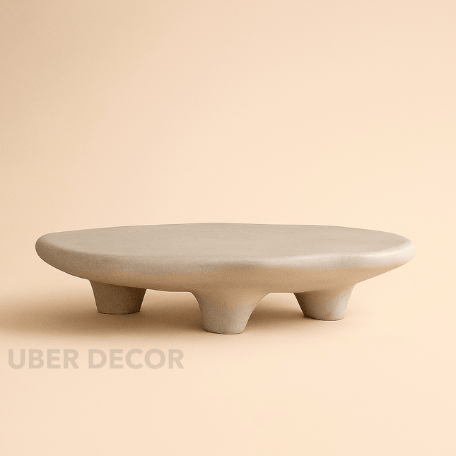 Indus Kuro Wabi-Sabi Pebble Coffee Table – Organic Wood with Matte Finish – Minimalist Designer Accent for Modern Living Rooms