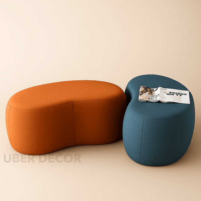 StyleCurve Blob Ottoman - Curved Seat Pouffe for Living Room