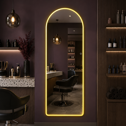 Arcelia Arched Frameless LED Full-Length Mirror – Front or Back Lit with 3-Colour Touch Control