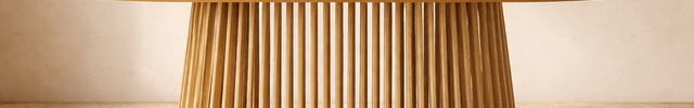 Kael Dining Table Japandi Scandinavian Design with Slatted Wooden Pedestal Base and Oval Top for Dining Room