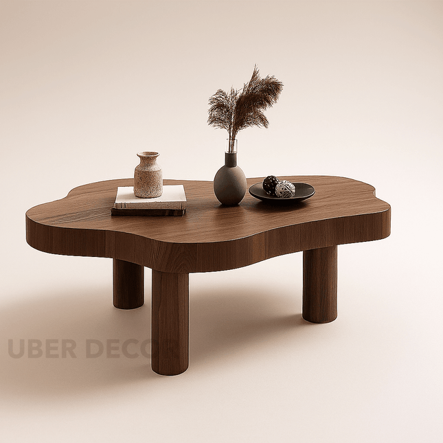 Tocantins Cloud Pine Coffee Table – Organic Nordic Design with Natural Pine Finish and Rounded Legs – Minimalist Centerpiece for Modern Living Spaces