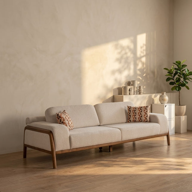 Andria Mid-Century Modern Sofa Wooden Frame Minimalist Couch for Living Room