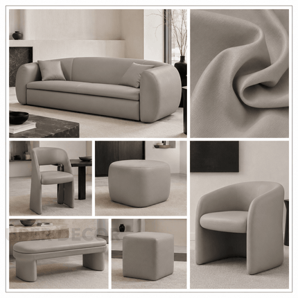 KOREAN LEATHER- Leatherette Faux Leather Upholstery Fabric- Light Greige
