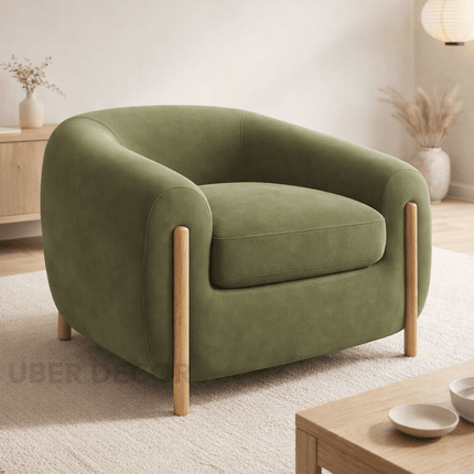 Tayra Accent Chair- Cute Oversized Upholstered Barrel Chair with Extra Depth and Height Seating