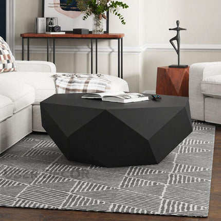 Liffey Modern Geometric Sculptural Wooden Polygonal Center Table for Living Room