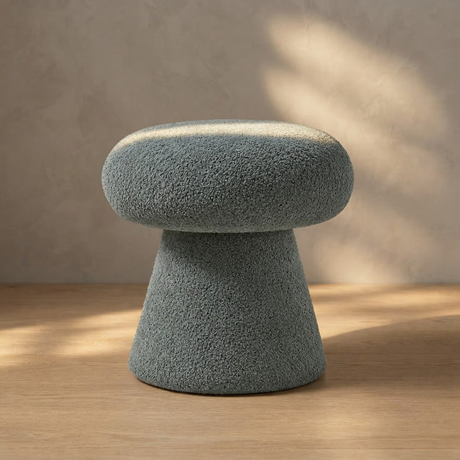 Button Mush Mushroom Ottoman Stool – Ready to Dispatch Modern Boucle Pouffe for Living Room