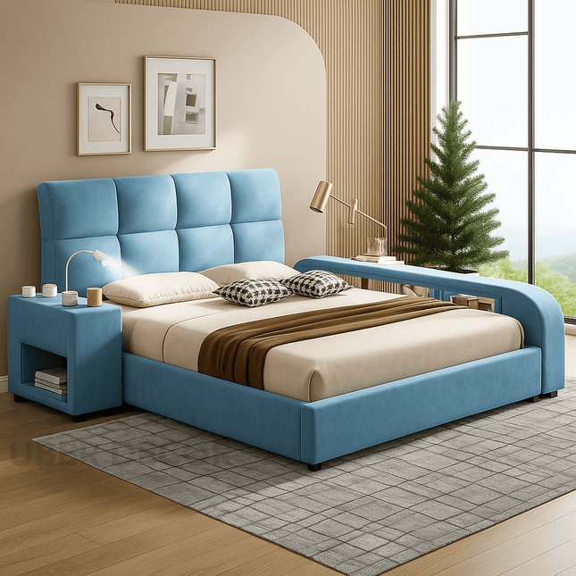 Slumber Edge Contemporary Curved Platform Bed with Storage – Modern Bedroom Essential