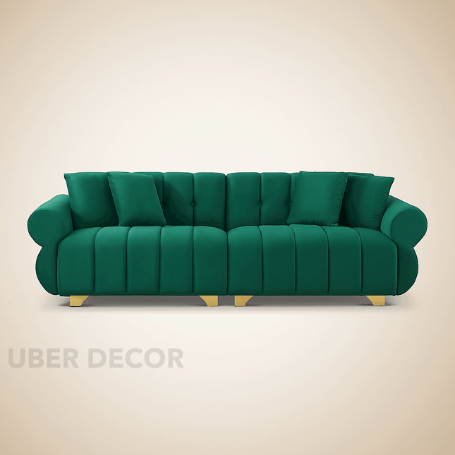 Berlin 89" Sofa- 3 Seater Oversized Minimalist Loveseat Upholstered Velvet Cloud Sofa with Gold Legs