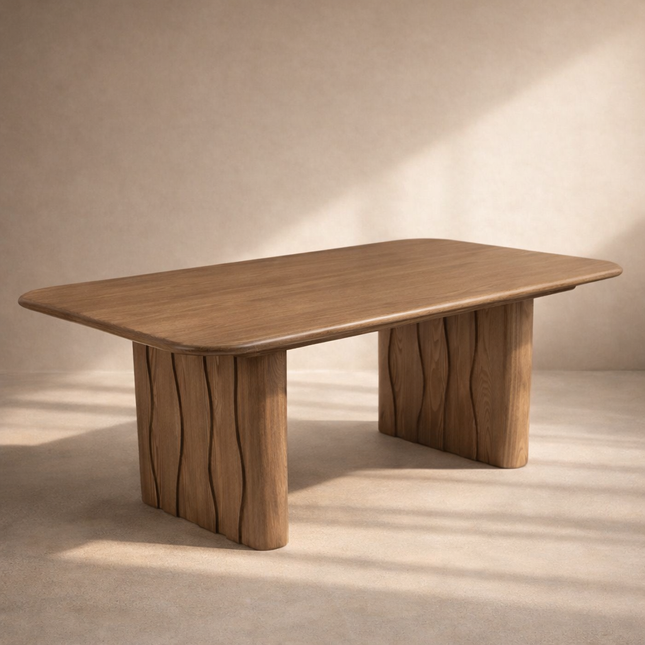 Axton Heritage Dining Table Mid Century Modern Architectural Design Scandinavian Inspired Solid Wood Legs Natural Finish Dining Furniture for Dining Room