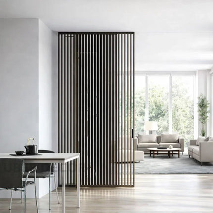 ZENRIX Vertical Slat Stainless Steel Room Divider Floor To Ceiling Partition For Living Room Dining Area And Open Layouts