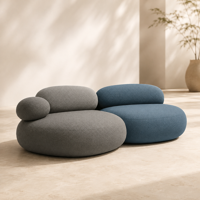 Pebble Cobblestone Curved Fabric Sofa Artistic Rock-Inspired Modular Design Sofa Set for Living Room