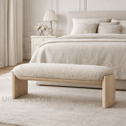 Sova Arc – Nordic Minimalist Solid Wood Bench with Comfort Cushion for Bedroom, Living Room, or Entryway