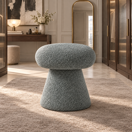 Button Mush Mushroom Ottoman Stool – Ready to Dispatch Modern Boucle Pouffe for Living Room