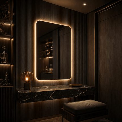 Zaria Jali Arch LED Mirror – Frameless Wall Hanging Mirror with Front or Back Lit for Vanity & Bathroom