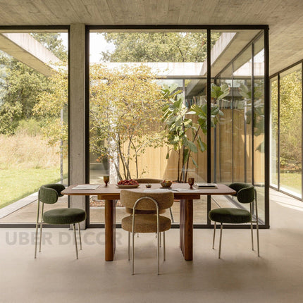 Axton Heritage Dining Table Mid Century Modern Architectural Design Scandinavian Inspired Solid Wood Legs Natural Finish Dining Furniture for Dining Room