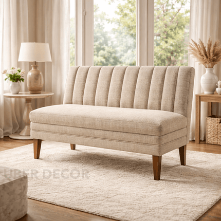 Arven Retro Mid Century High Back Bench Contemporary Customisable Seating for Dining Living Lounge and Entryway