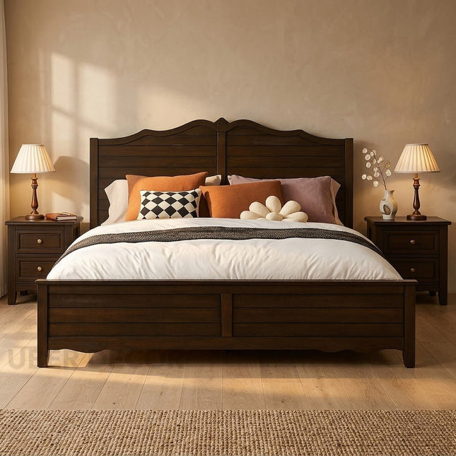 Timbercrest Heirloom Bed – Classic Wooden Design with Arched Headboard