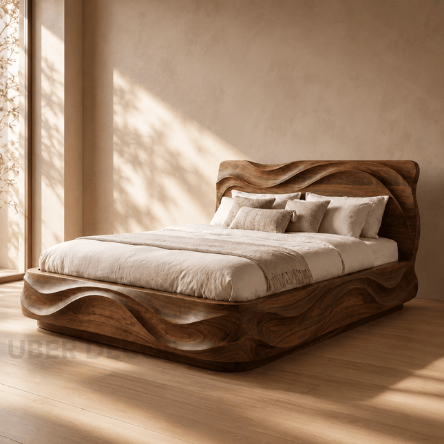 Timberwave Rest Bed – Sculptural Solid Wood Bed for Bedroom