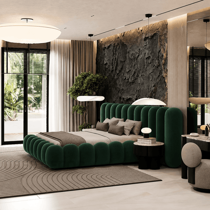 Dreamsphere bed – corner detail of rounded frame and base junction