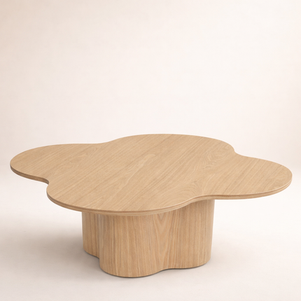 Tumen Organic Sculpted Coffee Table Mid Century Modern Japandi Inspired Solid Wood Center Table With Curved Base For Family Room