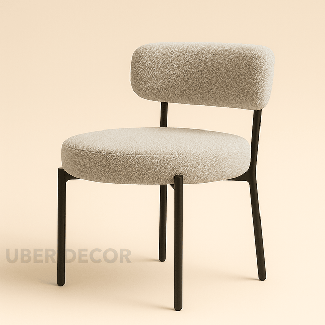 NUBOLO – Modern Plush Dining Chair Set with Curved Backrest & Metal Legs for Kitchen & Living Room Spaces