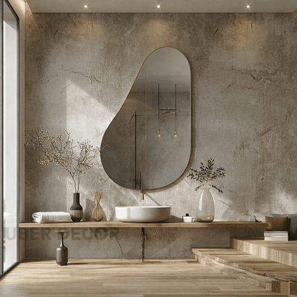 Nivae Frameless HD Mirror – Asymmetrical Wall Mirror for Bathroom, Entryway & Living Room Modern Home Accent for Chic Interiors