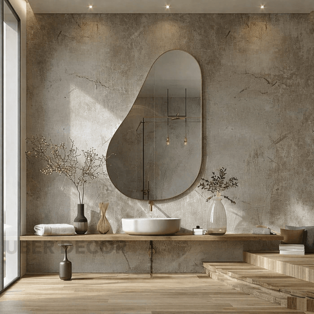 Nivae Frameless HD Mirror – Asymmetrical Wall Mirror for Bathroom, Entryway & Living Room Modern Home Accent for Chic Interiors