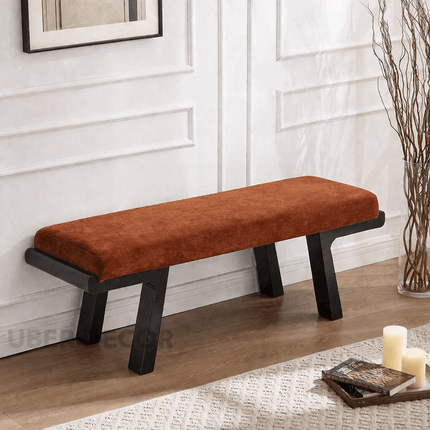 Gujarat Bloom Solid Wood Upholstered Dining and Living Bench Modern Indian Minimal Furniture